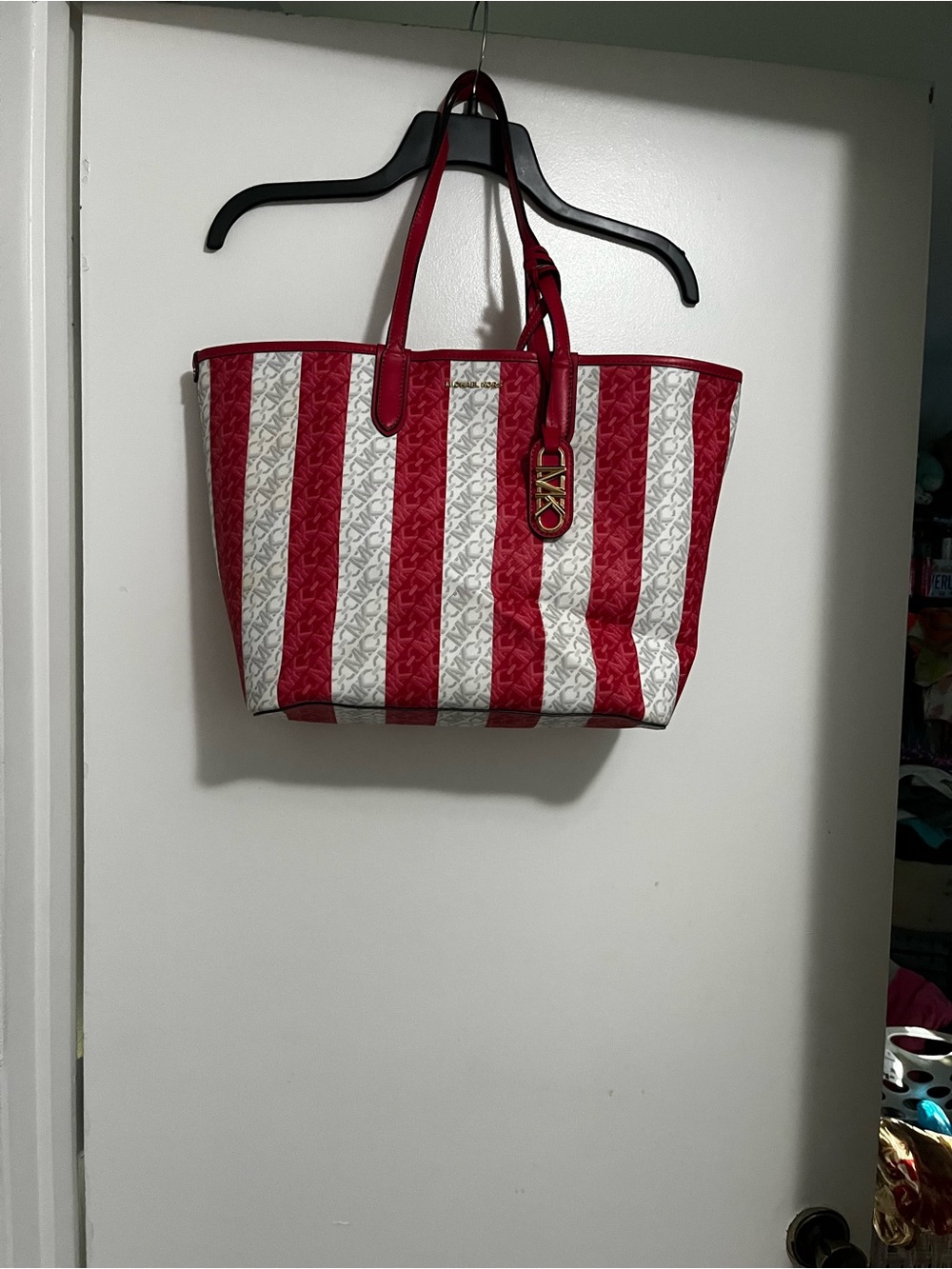 Brand New Michael Kors  Striped Red & White Shoulder Bag